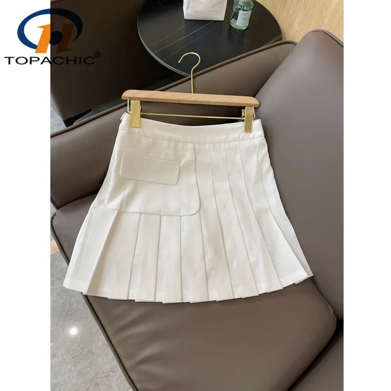 

5.25 High Quality Summer New Fashion Personality Design Patchwork Pleated A-Line Skirt 2 Color Women