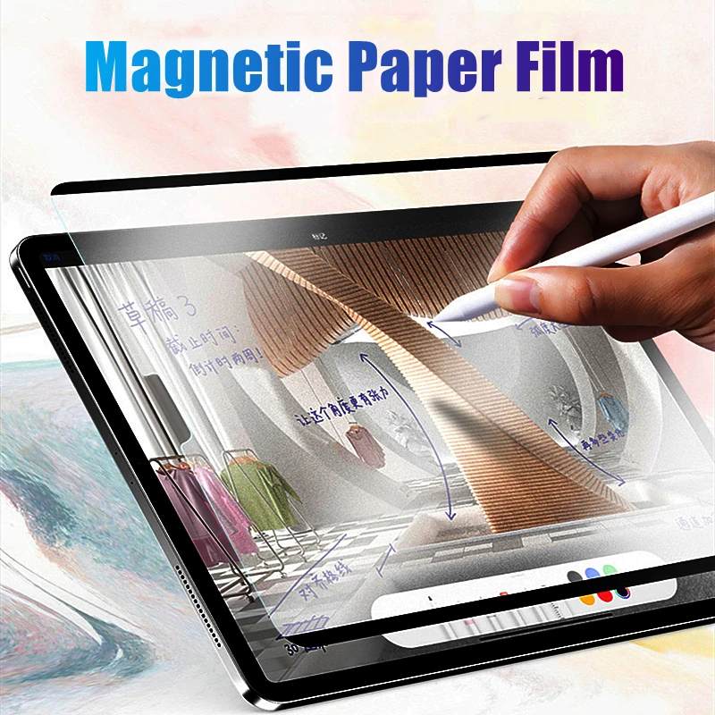 

Matte Paper Screen Protector for iPad Pro 11 2021 2020 2018 iPad Air 4 10.9 10.2 7th 8th 9th Removable Magnetic Attraction Film