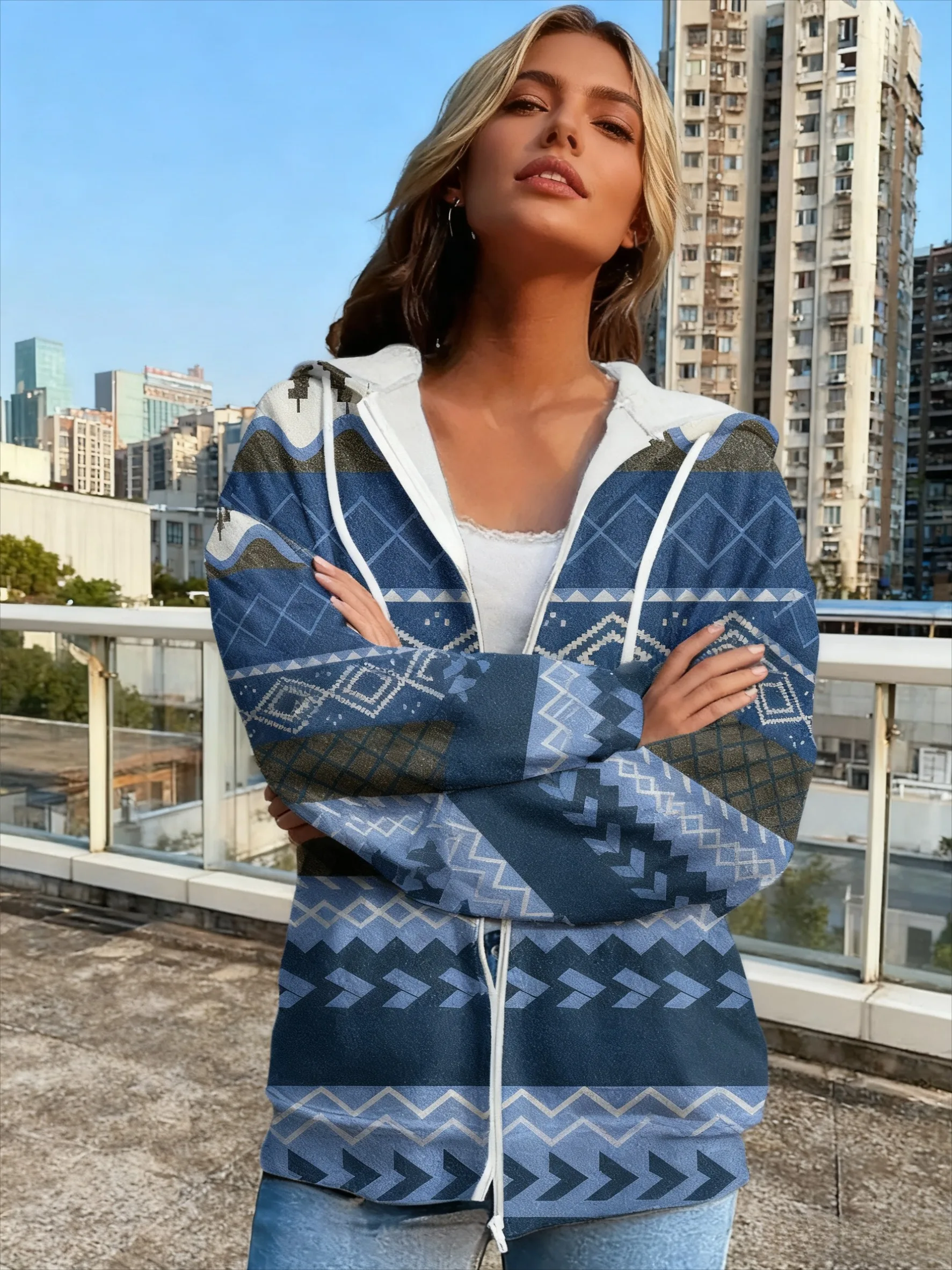 

Толстовка с 3D-принтом в стиле бохо-шик: геометрические узоры в стиле Навахо для модного стиля