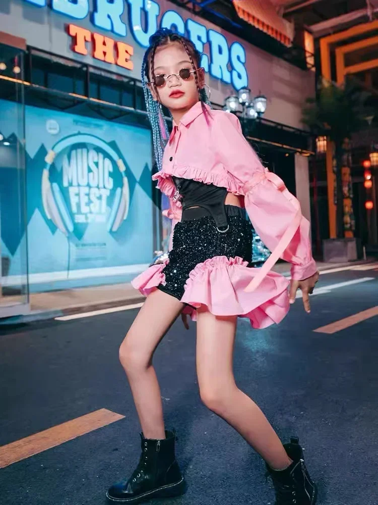 Наряд в стиле хип-хоп джазовые костюмы танцевальная одежда брюки K-POP блестящая с