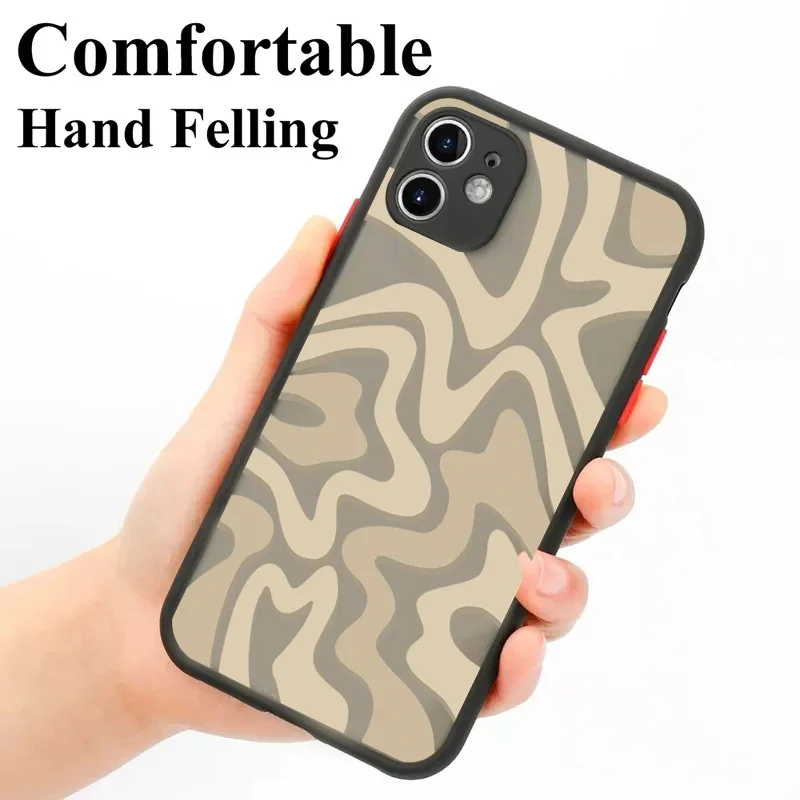 Жесткий матовый прозрачный чехол с полосатым узором для iPhone 15 14 13 12 11 Pro Max XS X XR 7 8