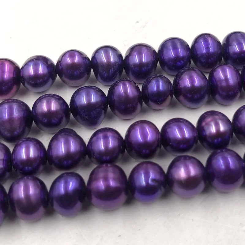 ELEISPL Wholesale 8 Strands Violet Cultured Freshwater Loose Pearls Strings 6-7mm #22010331-７