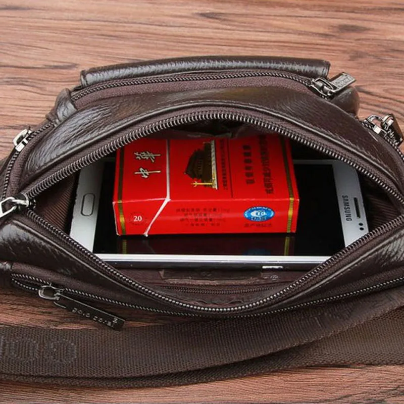Men Genuine Leather Fanny Waist Bag Travel Hip Belt Cell Phone Case Purse Single Back Pack  Sling Chest Day Pack New