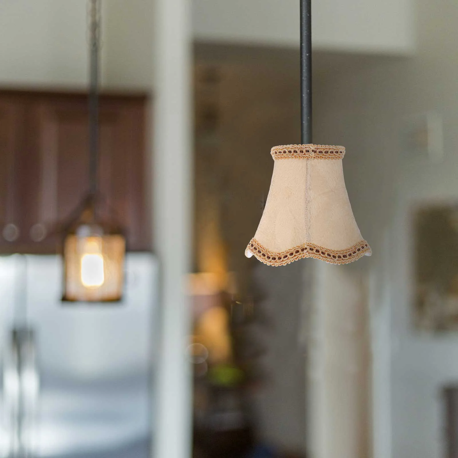 Тканевый абажур винтажный декор бахрома маленькие абажуры напольный E27