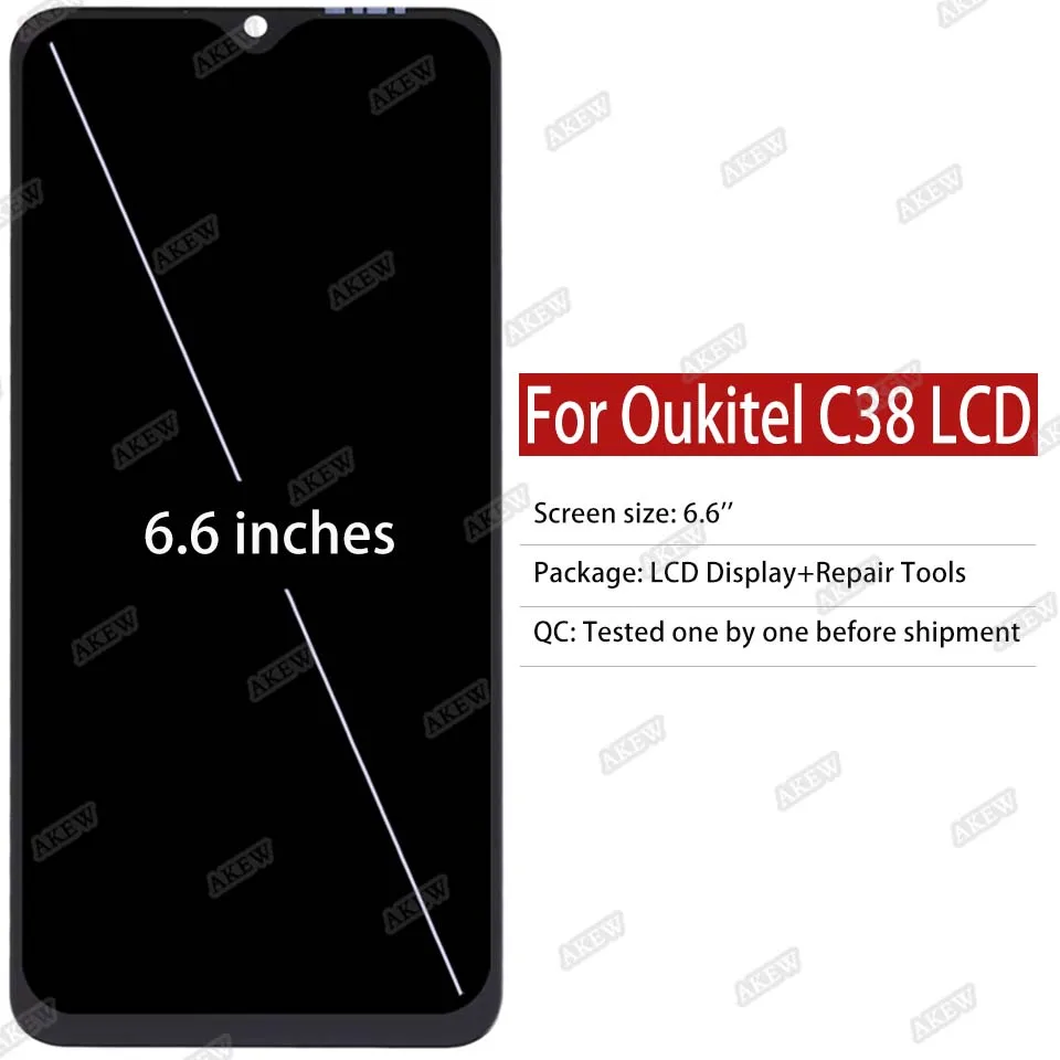 Фото AKEW 6,6 ''Новый оригинальный ЖК-дисплей для OUKITEL C38, Oukitel C38, дигитайзер сенсорного экрана в сборе, запасные части для телефона Pantalla №2