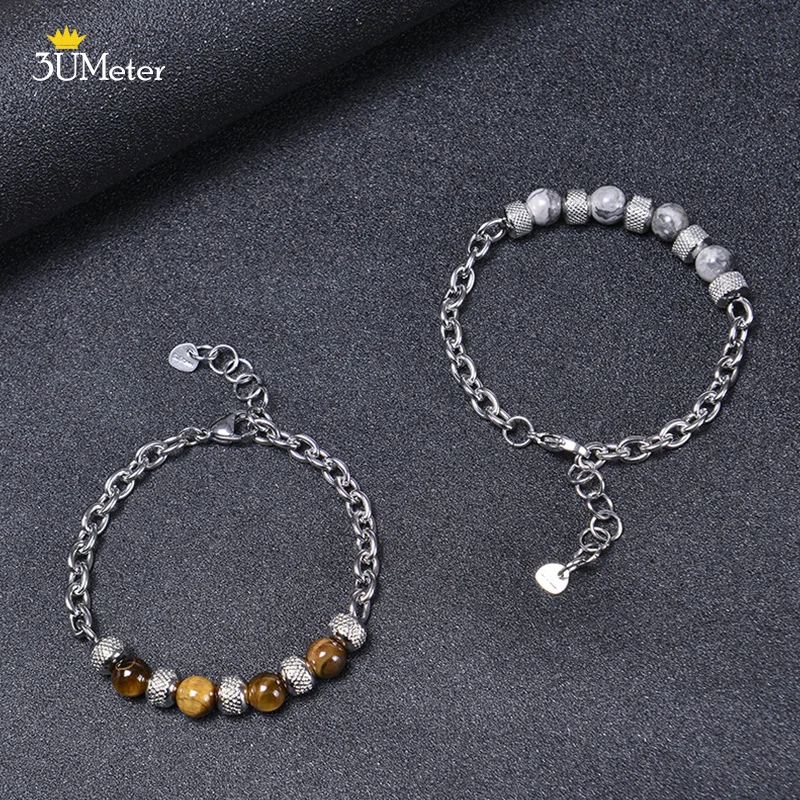

Fashion Stainless Steel Beads Barcelet for Men 8mm Tiger Eye Natural Stone Chain Bracelets Meditation Yoga Jewelry Dropshipping