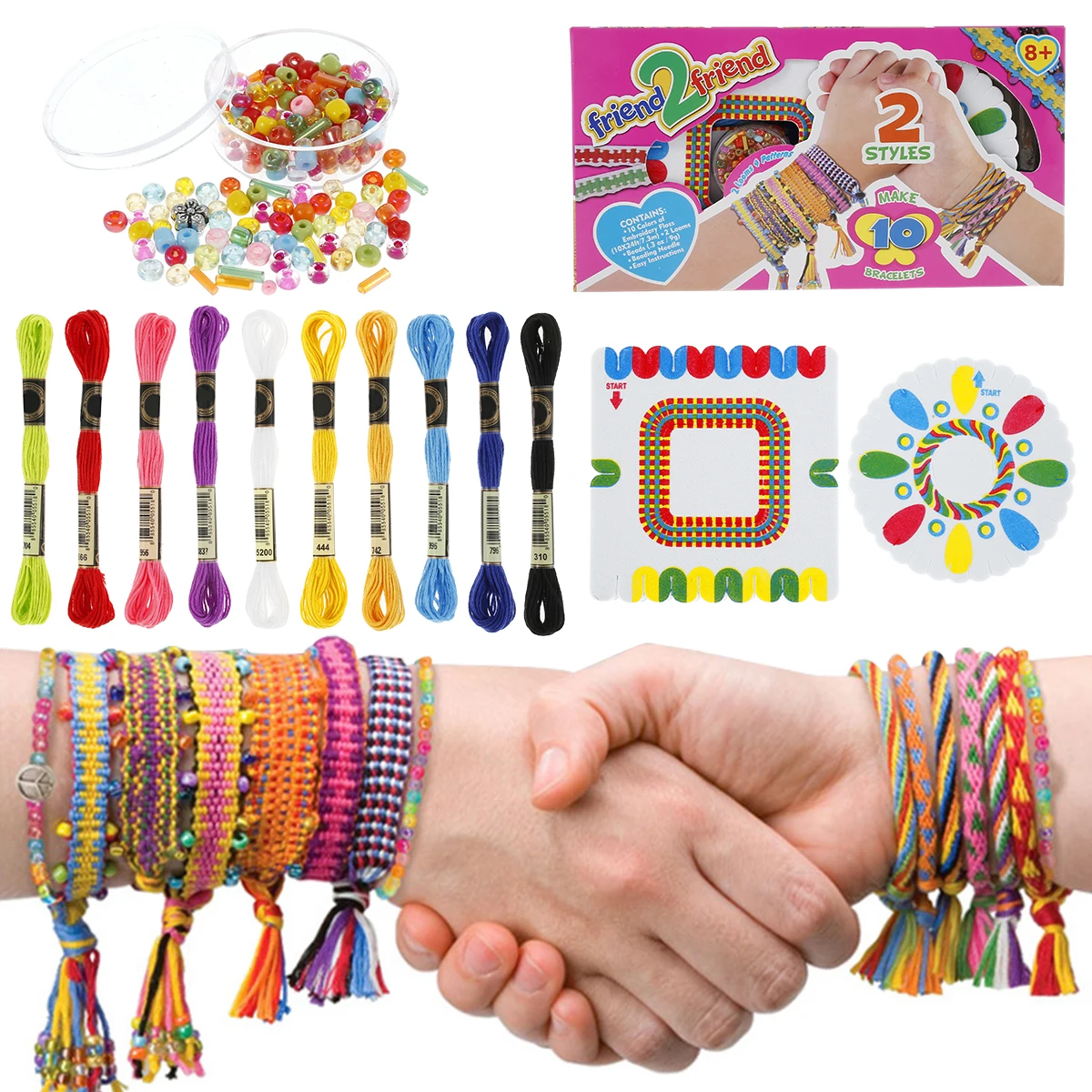 

Bracelet Craft Set for 2-4 bracelets Making Braiding Bracelet Set Hand-on Ability Training DIY Braid Bracelet Craft Toys For Kid