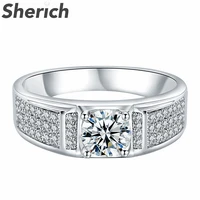 sherich 1 carat moissanite s925 sterling silver premium atmospheric thick ring mens top quality brand jewelry anel masculino
