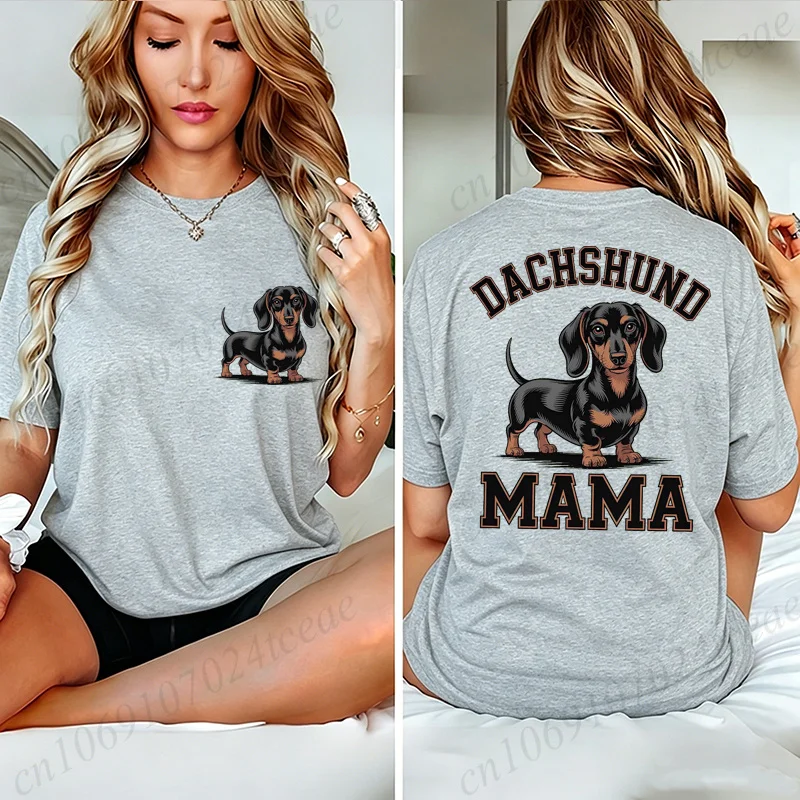 Фото Футболка с рисунком Dachshund Mama для женщин, повседневные летние футболки с короткими рукавами и круглым вырезом, футболки Dachshund Mama для любителей домашних животных, подарки №4