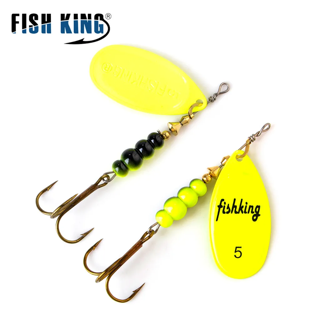 Фото Приманка для спиннинга FISH KING, 3,9 г, 4,6 г, 7,4 г, 15 г, искусственная металлическая приманка в виде ложки с тройными крючками, искусственная приманка для ловли окуня рыболовные товары силиконовые приманки блесна н №5