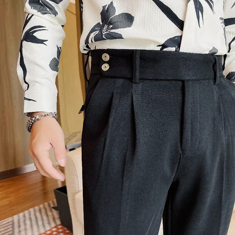 Осень-зима деловые брюки 2024 мужские корейские модные повседневные толстые