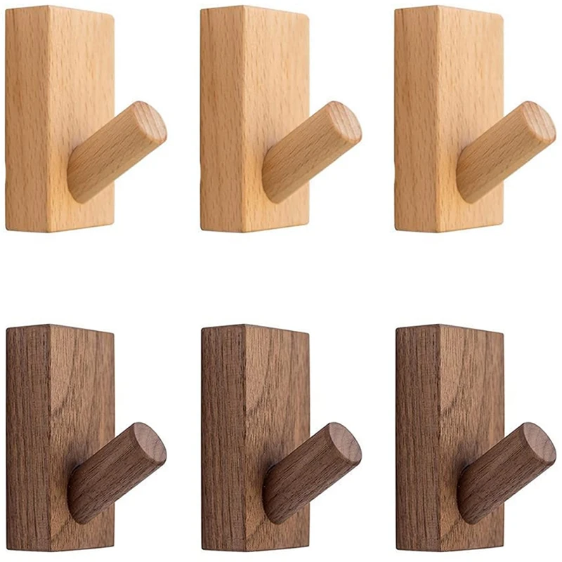 

LBER Wood Wall Hooks, 3 Pack Natural Wooden Coat Hooks Wall Mounted, Wooden Hooks Craft Hat Rack Hat Hanger