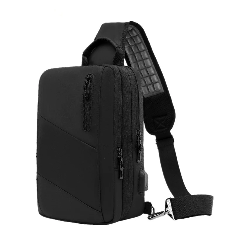 

Мужская нагрудная сумка с USB-разъемом, водонепроницаемая многофункциональная деловая сумка-мессенджер, 2021