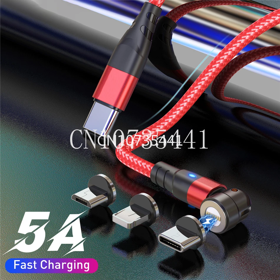 

3 in1 PD 60W 5A Magnetic Cable Fast Charging For Huawei Samsung Type C To Type C 540 Rotation Data Charger Wire For iPhone 14 13