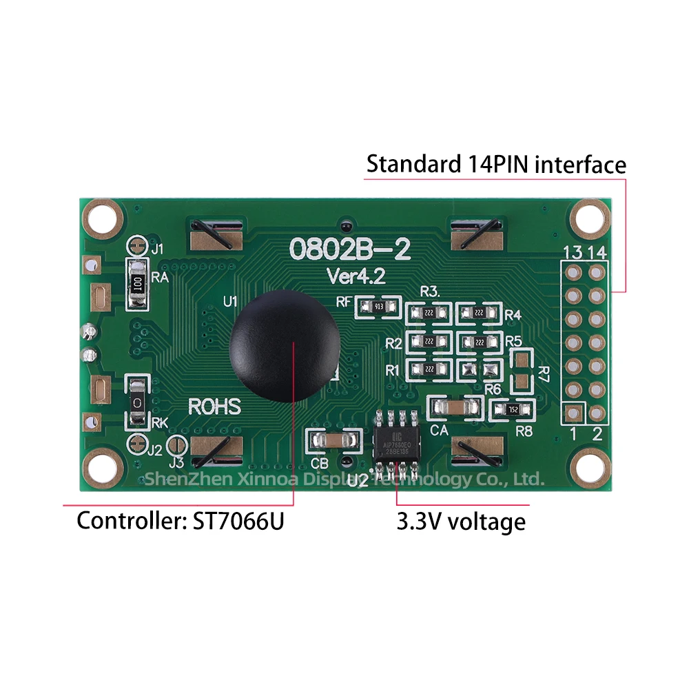 0802B-2 ЖК-дисплей 3 В с русскими символами оранжевый свет черный текст 14-контактный