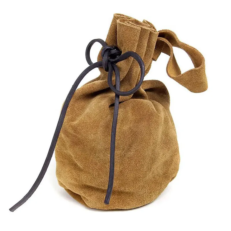 

Women's Waist Bag Portable Retro Suede Thickened Wear-Resistant Pocket Coin Belt Drawstring Wallet Viking Small Waist Bag New