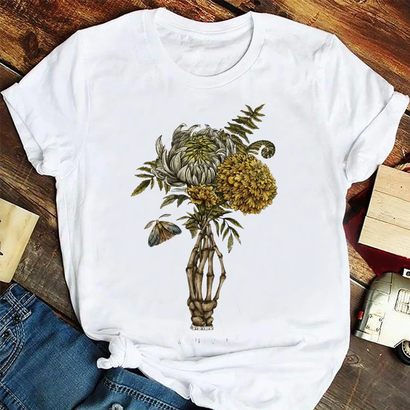 Модная женская футболка в стиле Харадзюку с принтом растений и цветов, модная летняя футболка унисекс, новый стиль, повседневный топ с коротким рукавом, праздничная футболка Модная женская футболка в стиле Харадзюку с принтом растений и цветов, модная летняя футболка унисекс, новый стиль, повседневный топ с коротким рукавом, праздничная футболка