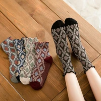 womens autumn and winter new style womens socks in tube womens socks ears curled loose mouth cotton breathable socks