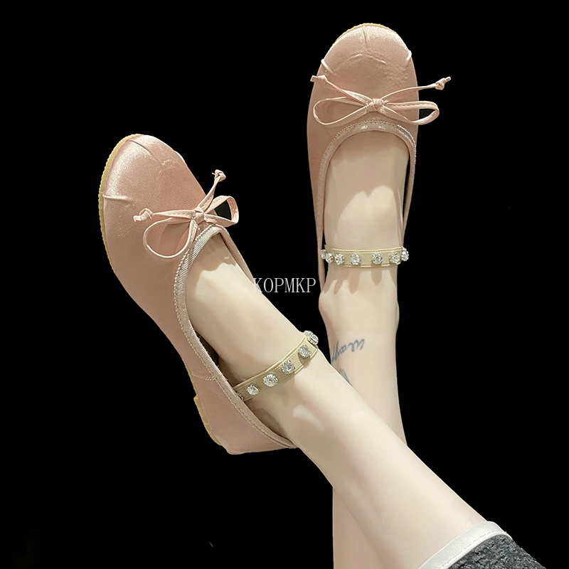 

Женские шлепанцы с бантом-бабочкой, шелковые шлепанцы на Плоском Каблуке, вечерние туфли-мюли с круглым носком, Размеры 35-43, 2022