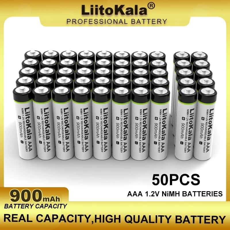 

Аккумулятор LiitoKala AAA NiMH 1,2 в, перезаряжаемый аккумулятор 900 мАч, 50 шт.