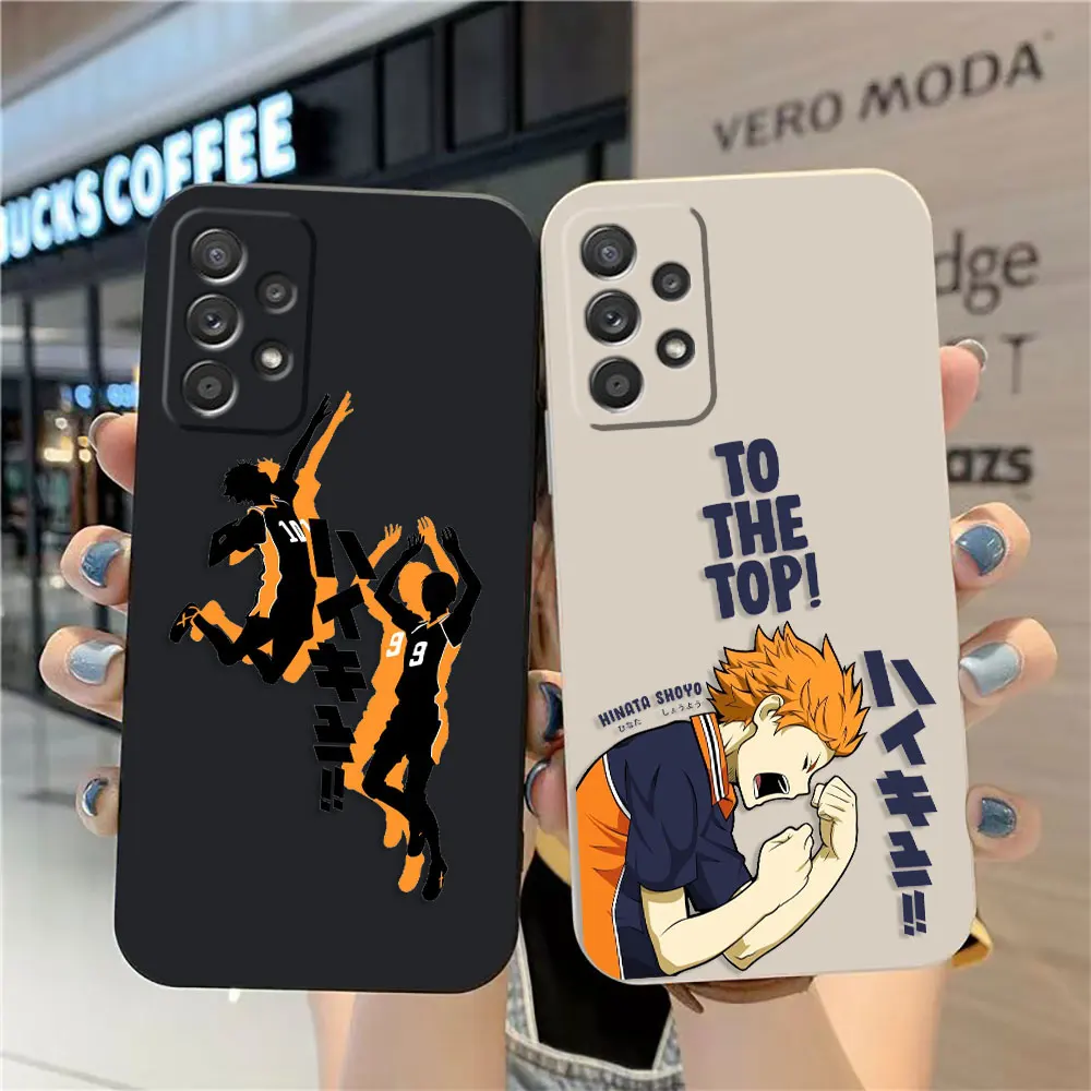 

Case For Samsung Galaxy A91 A73 A72 A71 A52 A51 A33 A31 A02S AO3S 4G 5G Liquid silicone Case Japanese Anime volleyball College
