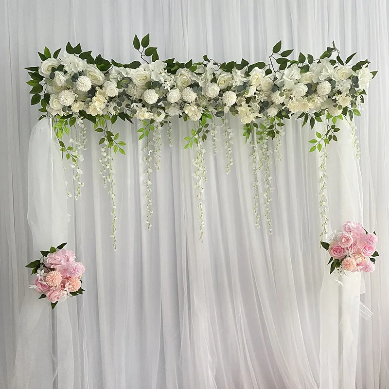 

100CM Wedding Flower Wall Arrangement Supplies Silk Rose Artificial Floral Row Decor Marriage Iron Arch Backdrop Scene Layout