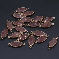 wholesale10pcs natural stone strawberry crystal oval connector pendant for jewelry making diy necklace earrings accessories gift