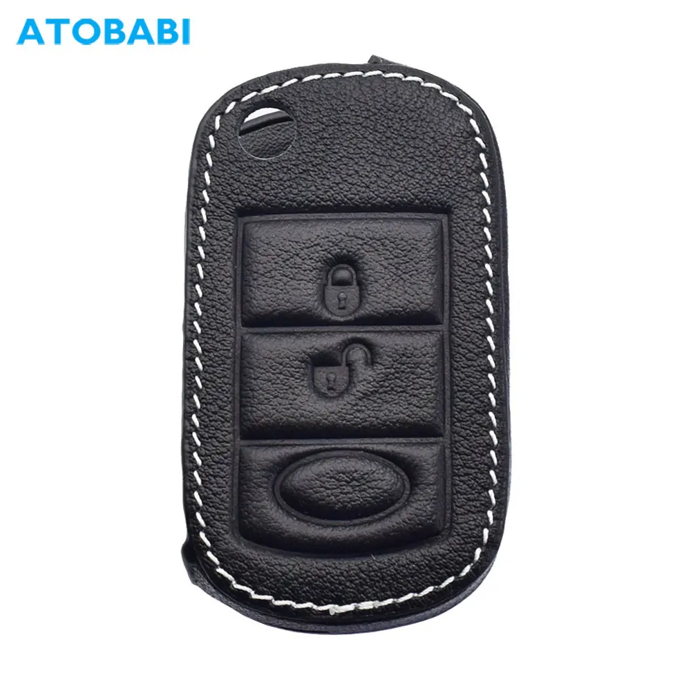 ATOBABI Leather Car Key Case For Land Rover Discovery 3 Sport Vogue Range Rover EWS LR3 Flip Remote Control Fobs Protector Cover