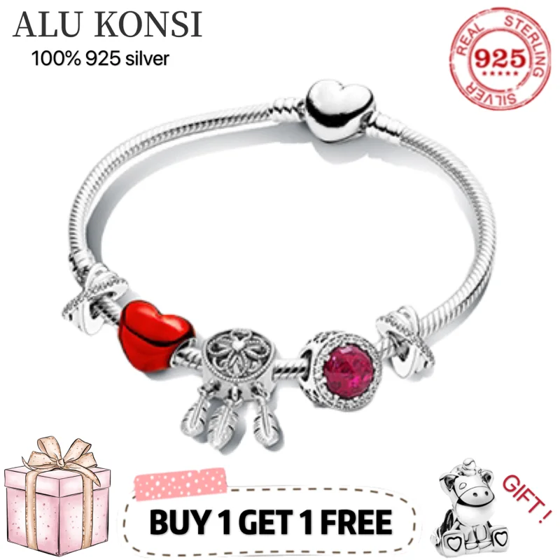 

100%925 Sterling silver European Fashion pan Charm Beaded Bracelet DIY Bangle For Women Couples Lover Original Gift Jewelry