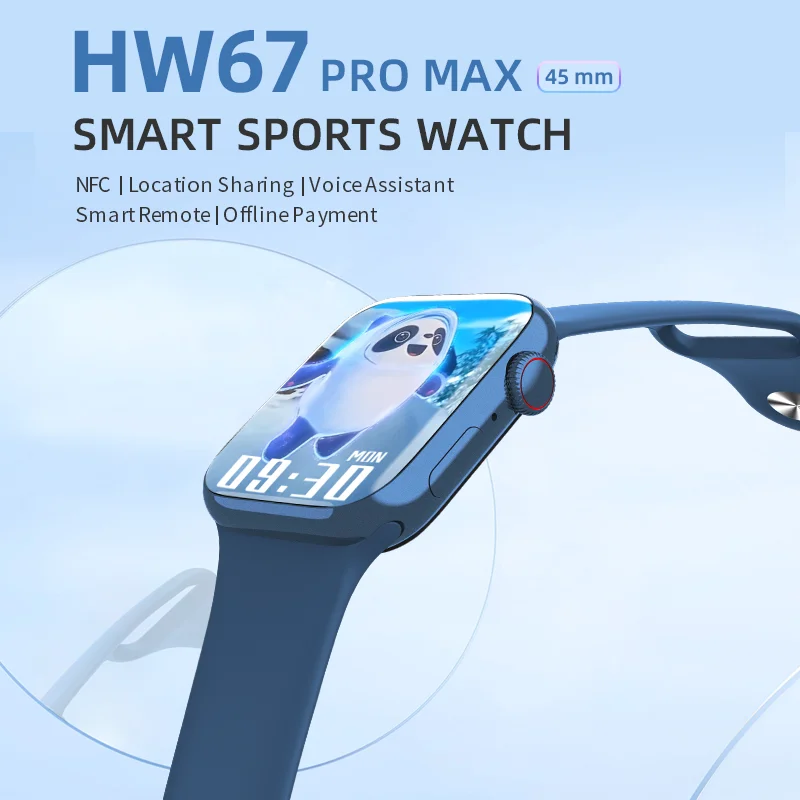 

2023 HW67 Pro Max Smart Watch Series NFC Bluetooth Smartwatch 1.99 inch Blood Glucose Monitor Men Women Calculator Sport pk DT7