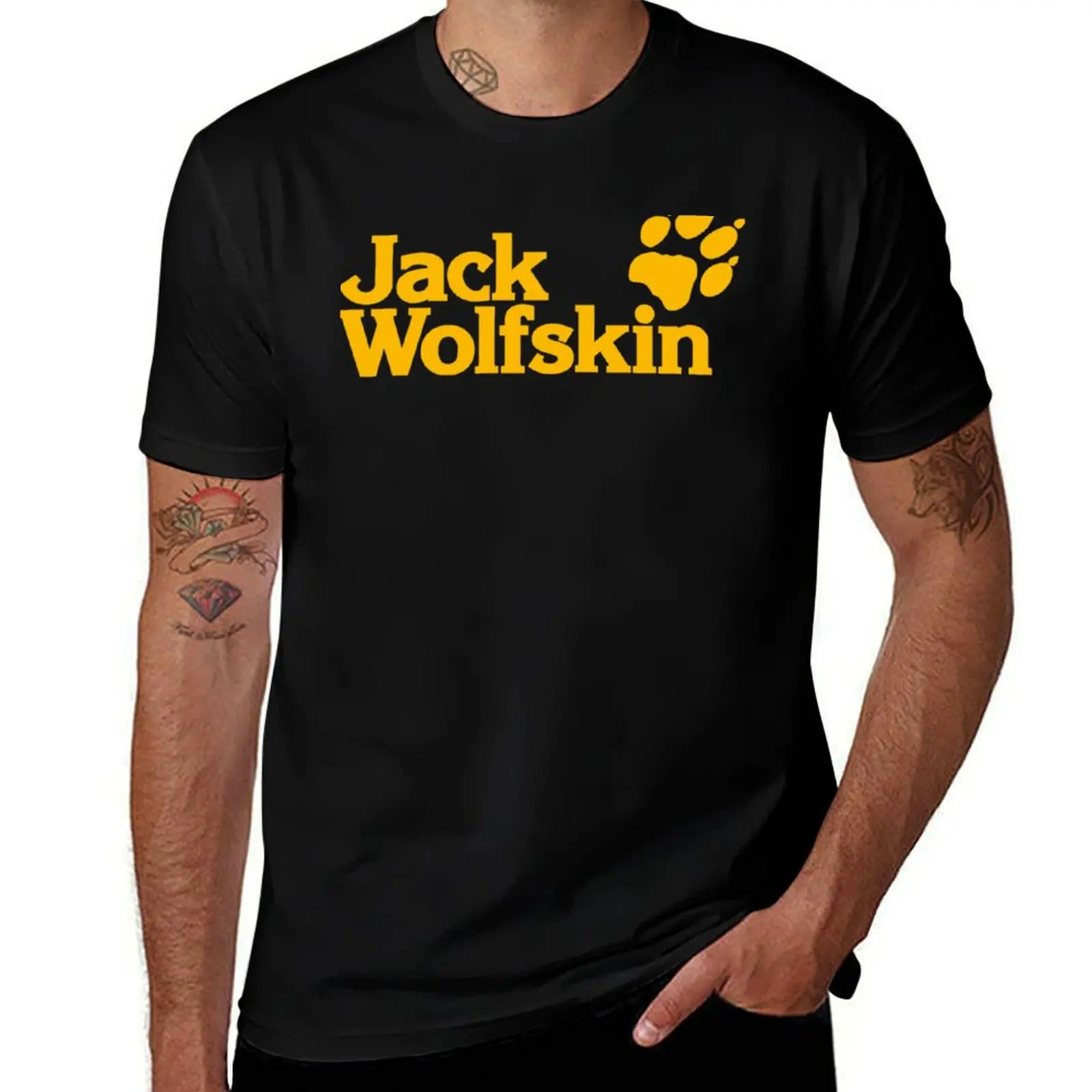 Желтая футболка с логотипом Jack Wolfskin мужская дешевые вещи простые футболки для