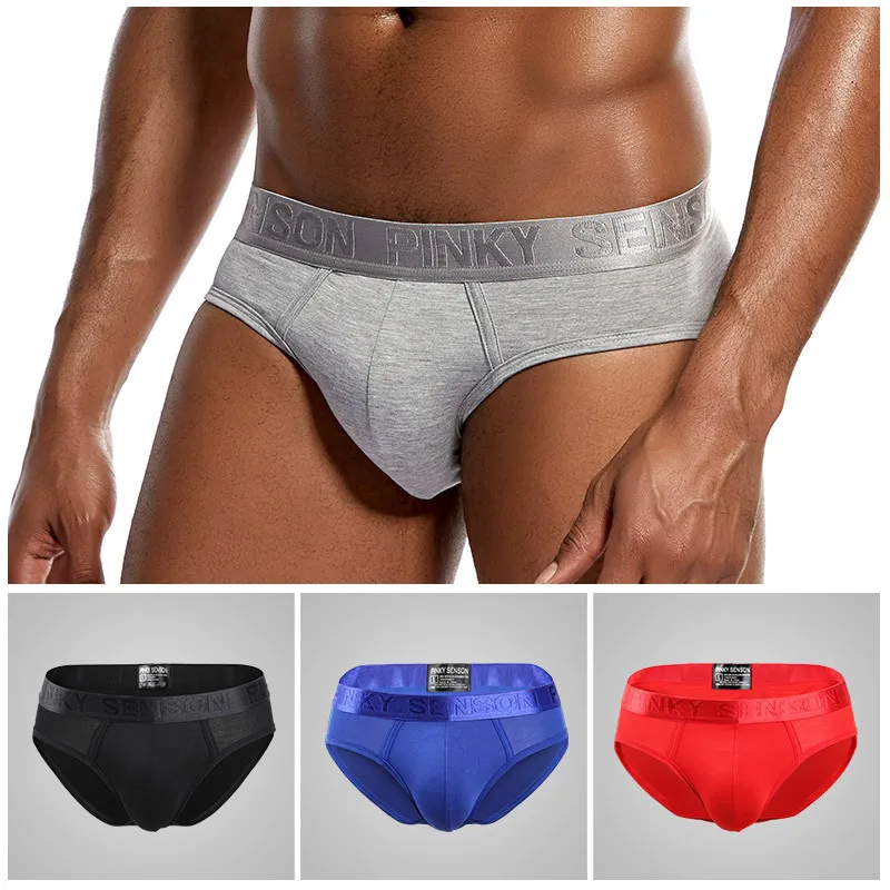 

New men's underwear Modal low waist underwear Solid color briefs Breathable hip lifting