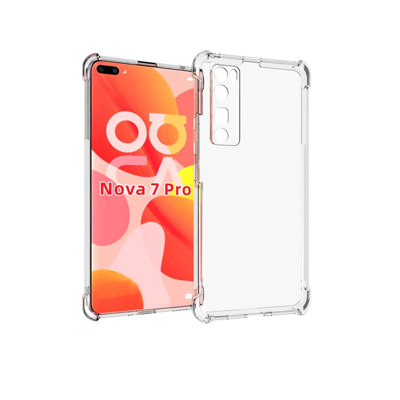 

For Huawei Nova 7 Pro mobile phone case transparent all-inclusive TPU four-corner anti-fall silicone protective cover soft
