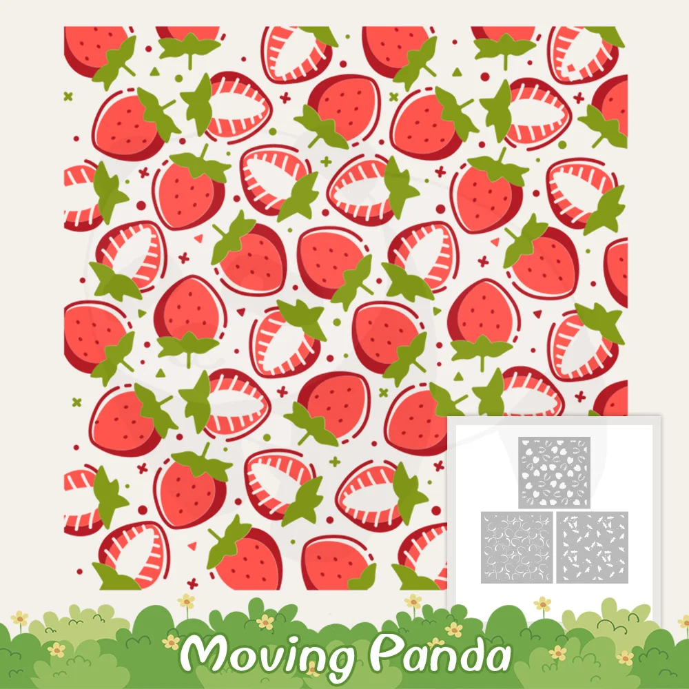 

3PCs 2023 New Spring Sweety Strawberry Plastic Stencils For Decor DIY Scrapbooking Supplies Stencil For Cards Albums Background