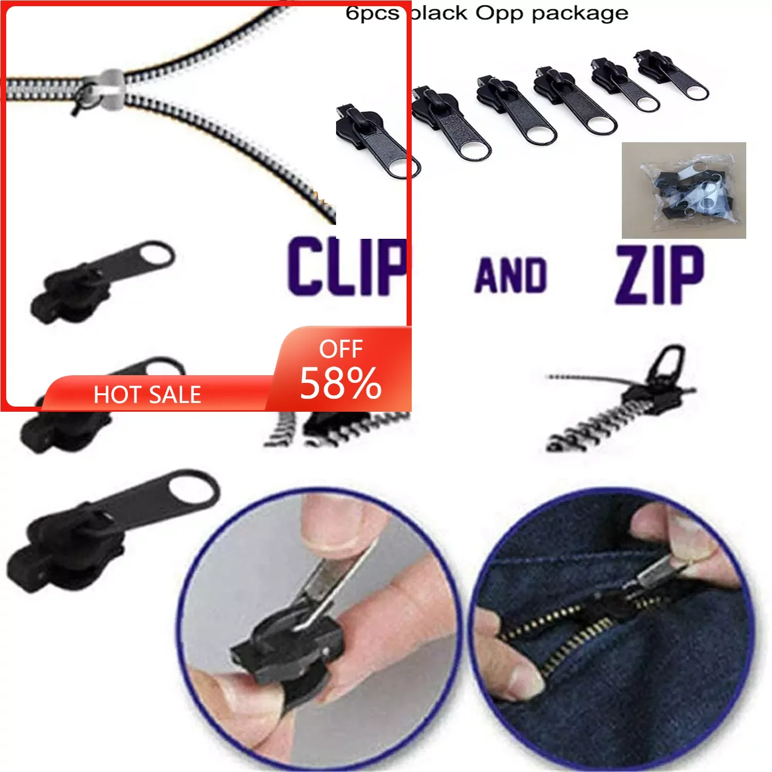 

Universal Instant Fix Zipper 3 Sizes Repair Kit Replacement Zip Slider Teeth Rescue New Design Zippers Sewing Clothes