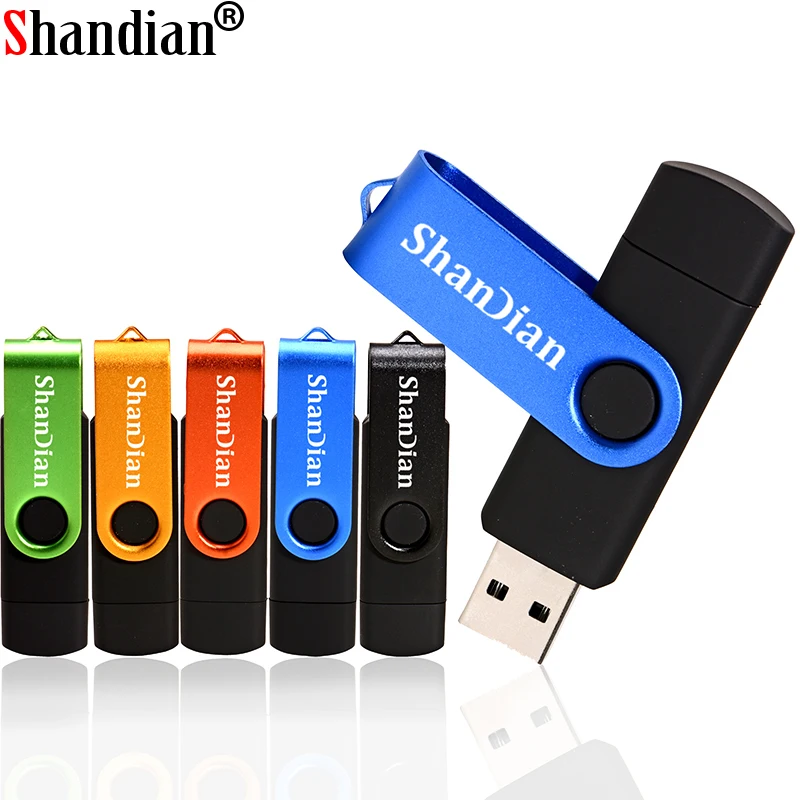 

SHANDIAN OTG USB Flash Drive Metal Pen Drive 2.0 64GB 32GB 4GB pendrive external storage memory stick 16GB 128GB 8GB Micro USB