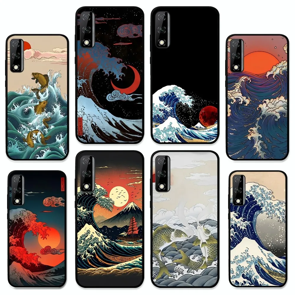 

Hot Wave Art Japanese Phone Case For Huawei Y9 6 7 5 Prime Enjoy 7s 7 8 plus 7a 9e 9plus 8E Lite Psmart Shell