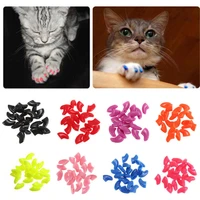 20pcslot silicone soft cat nail cap fashion colorful cat claw soft paws with free adhesive glue multi size gift for pet dog