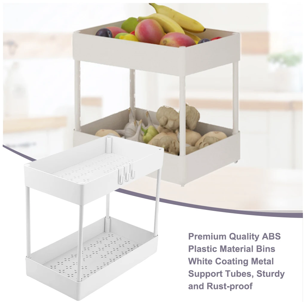 

Under Sink Cabinet Rack Holder Organizer Stackable Seasoning Cosmetics Tools 2 Tiers Household Closet Stand for Bathroom Kitchen