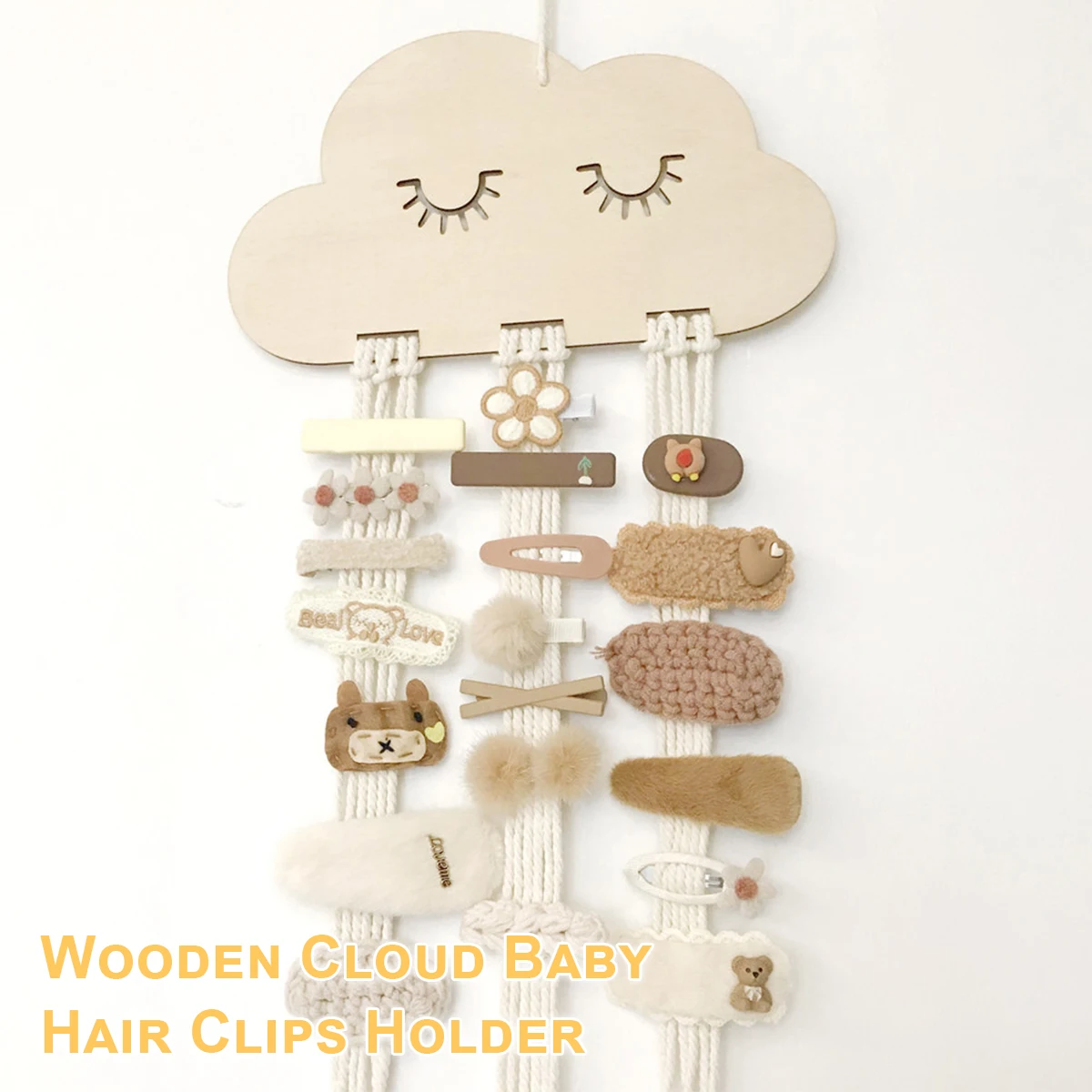 

INS Nordic Wooden Hair Clips Holder Cloud Baby Headband Storage Hanger Pendant Jewelry Organizer Wall Ornaments