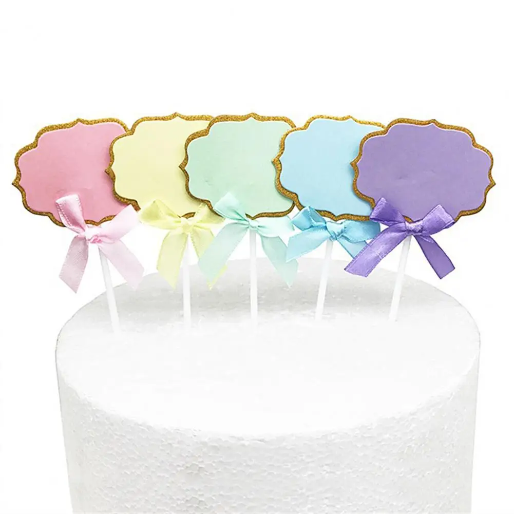 

Cupcake Topper Cake Decoration Kit with Writable Paper Labels Ribbon Bowknot Toppers for Cupcakes Desserts Fruit Pies Birthday