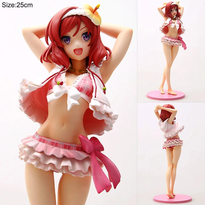 

1pcs Hot 23cm pvc Japanese anime figure love live! Maki Nishikino swimsuit ver. action figure collectible brinquedos