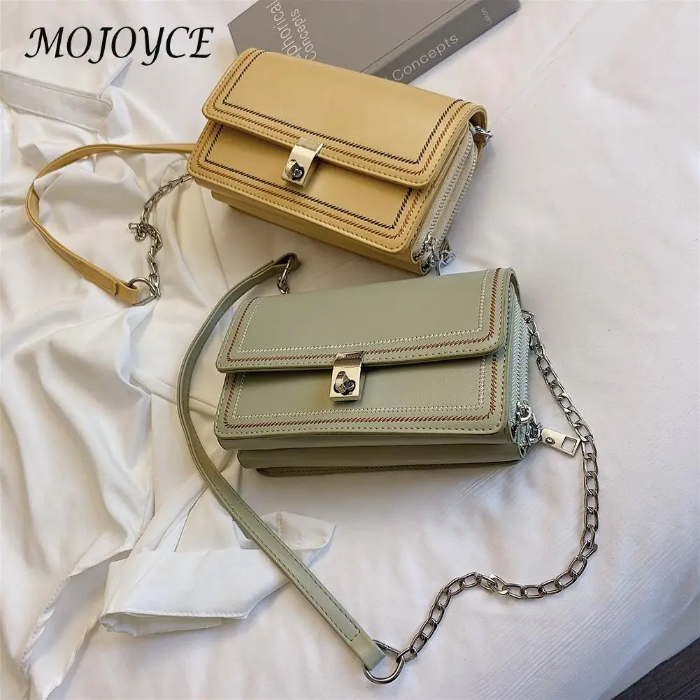 

PU Leather Small Shoulder Messenger Handbags Women Casual Solid Color Chain Crossbody Satchel Bags High Quality Shoulder Bags