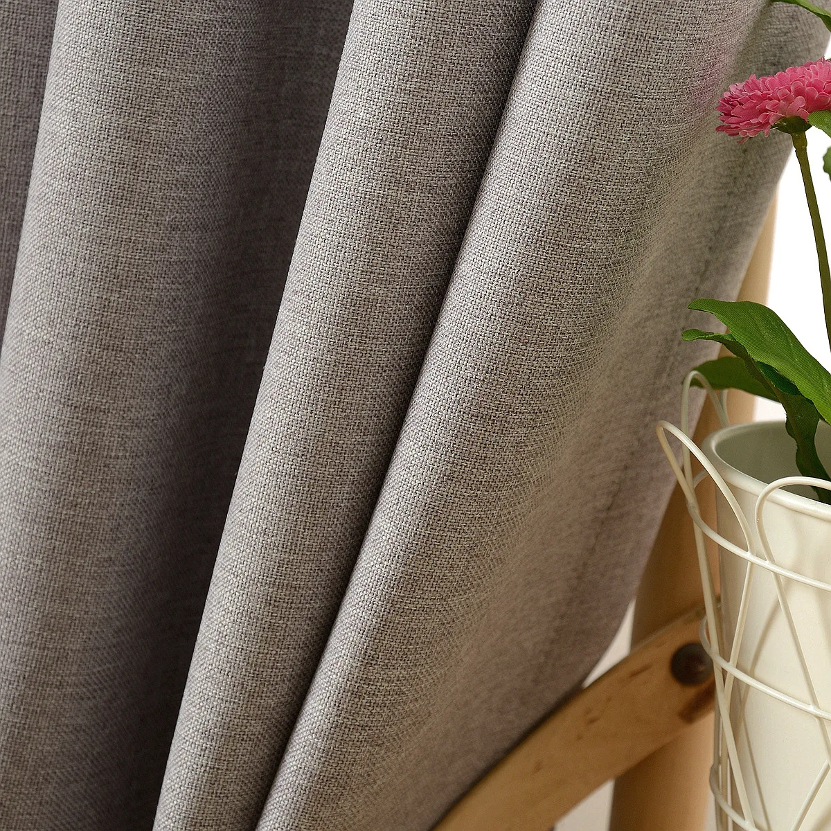 

Living room bedroom bay window solid color linen cotton and linen thickening blackout curtains curtain cloth wholesale zero cut