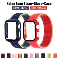 strapglasscase for apple watch band 45mm 44mm iwatch band 41mm 40mm silicone bumperbracelet for apple watch series 7 6 5 4 se