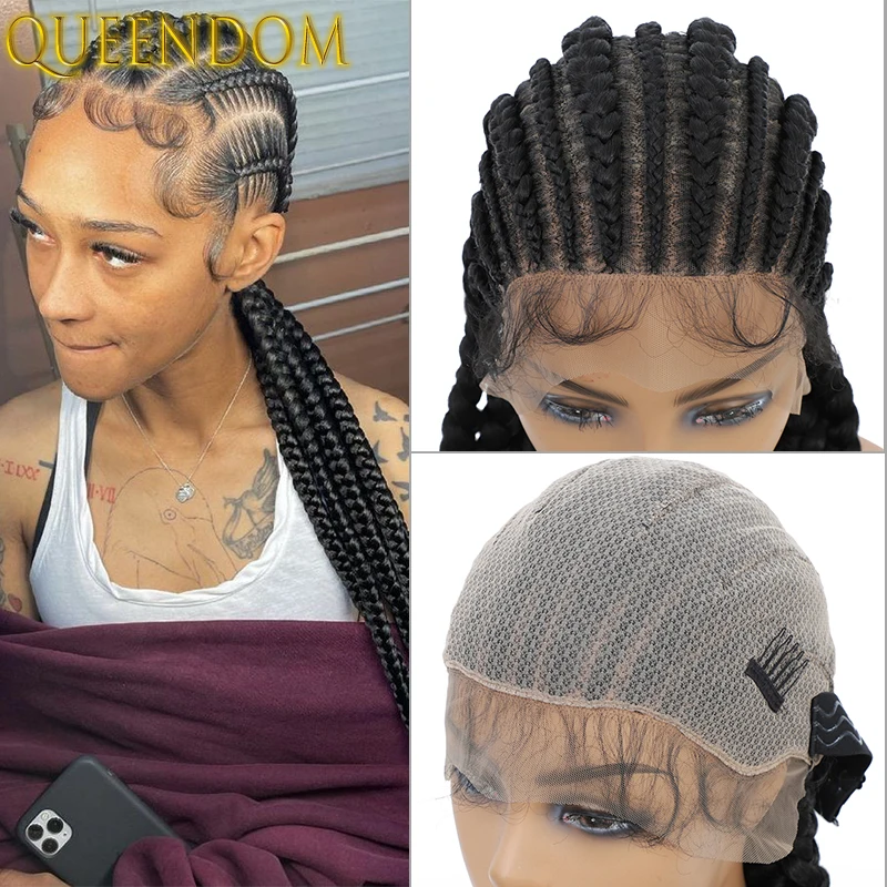 

36‘’ Full Lace Box Braids Wig with Baby Hairs Long Jumbo Knotless Box Braid Wig 360 Synthetic Braided Lace Wigs for Black Women