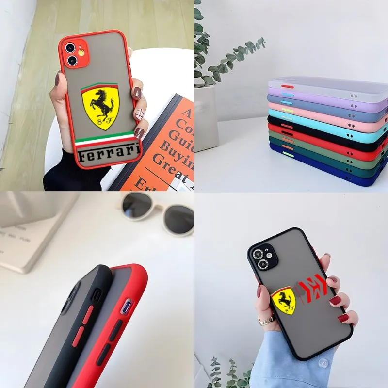 

Luxury Car Ferrari Logo Phone Case For IPhone 13Pro 12 11 14 Pro Max Mini 8 7 6 Plus SE2020 XS Max X XR 2023 Hot Matte Cover