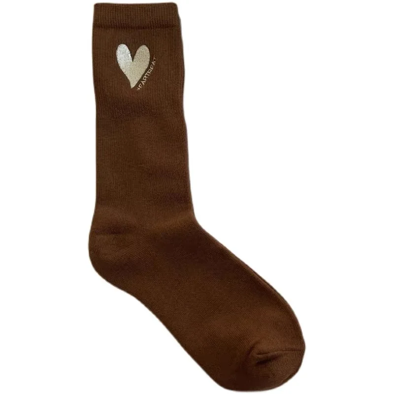 Cotton Love Long Cute Socks Women Heart Print Kawaii Beautiful Ladies Designer Socks High Femme Women Socks