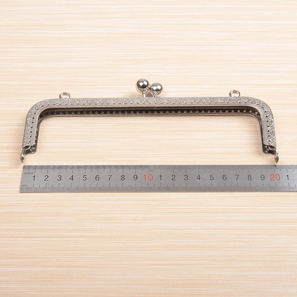wholesale 20cm Square Metal Purse Frame Handle for Clutch Bag Accessories Making Kiss Clasp Lock Bronze Tone Bags Hardware