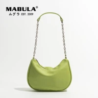 mabula simple stylish women leather hobo shoulder purse with metal chain strap lady clutch handbag dumpling lightweight tote bag